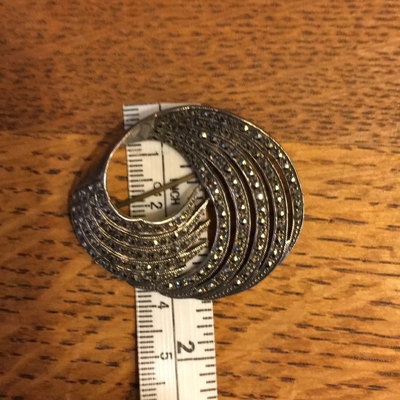 Vintage Sterling Silver Marcasite Brooch - Picture 6 of 6